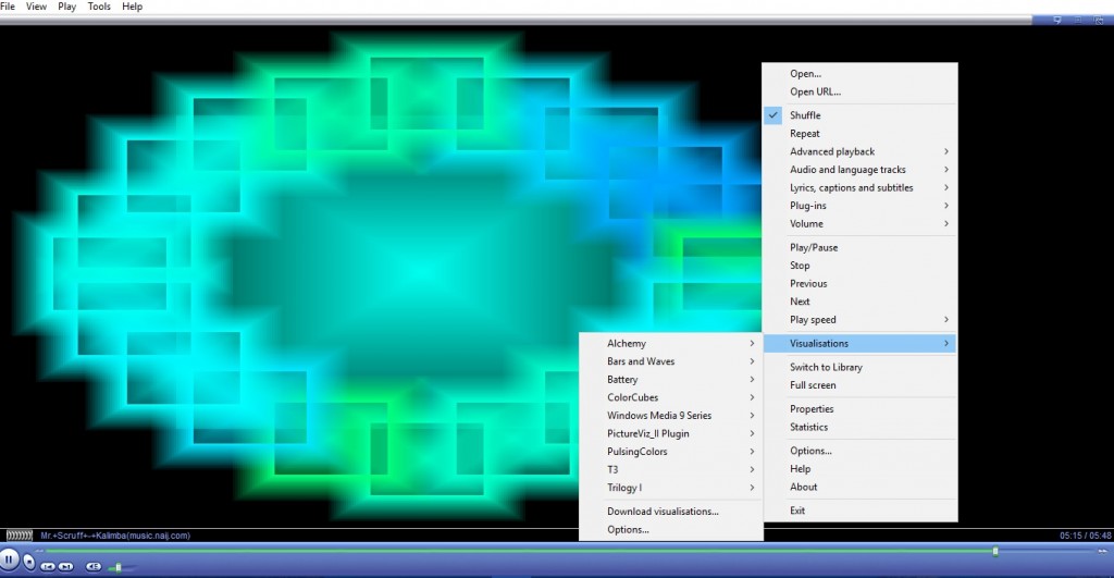 windows media player visualizations musical colors