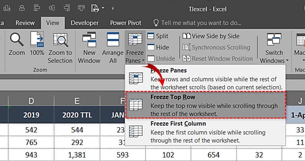excel for mac graying out cells when i freeze top row