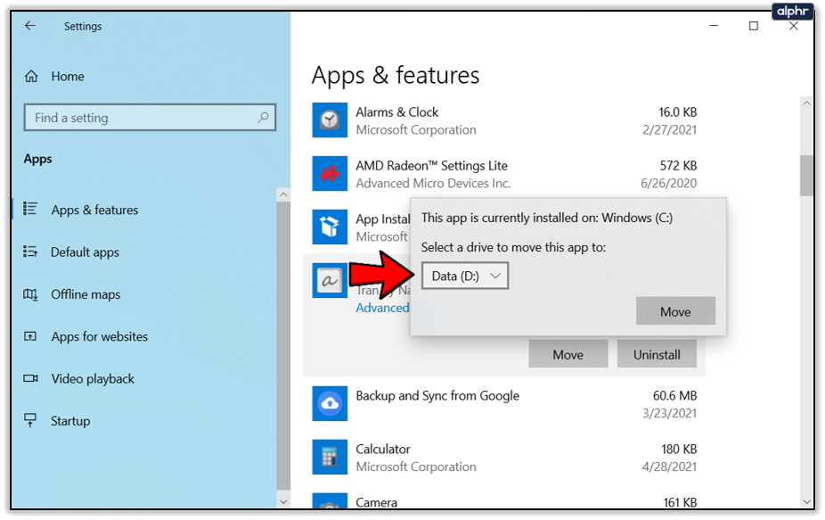 how to change windows store install location