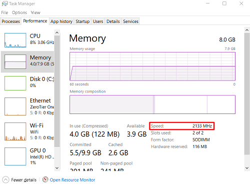 how to see my ram speed