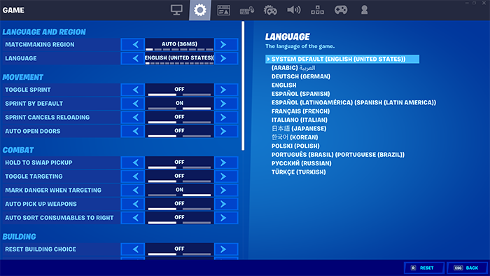 Fortnite Menu Screen Language How To Change The Language In Fortnite
