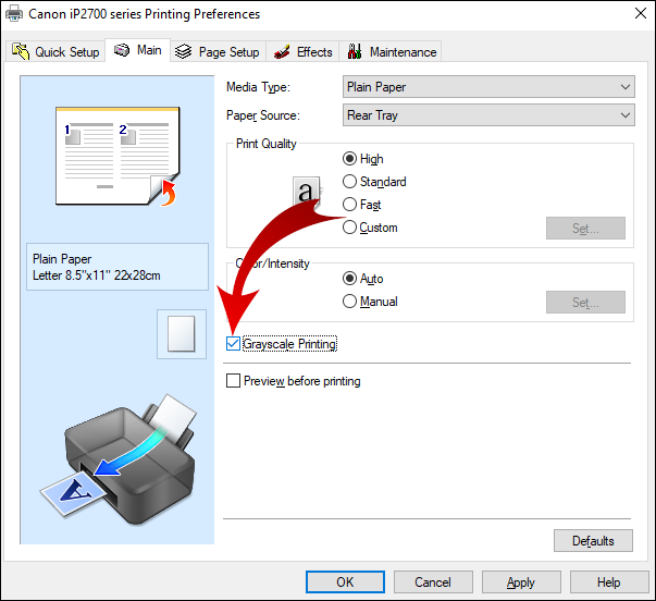 How To Print Black And White On Word Canon