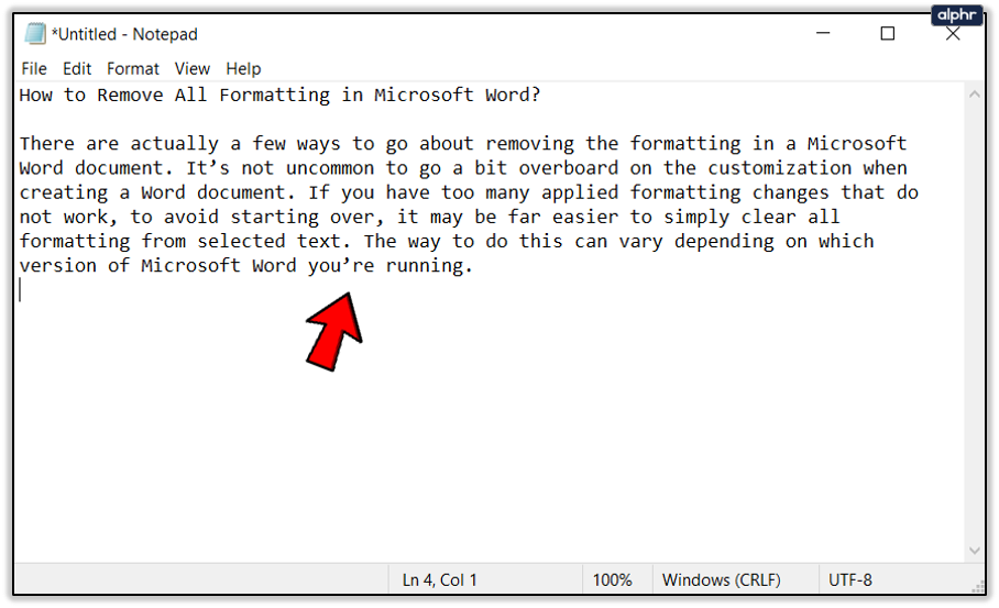 how to clear text formatting in word 2010
