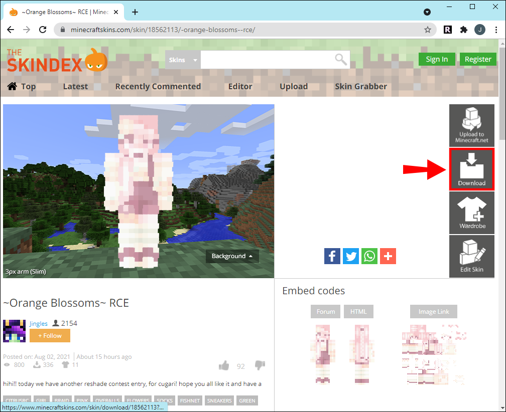 How to download the skin you have created<!-- -->